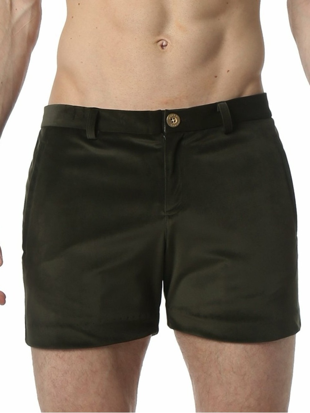 Parke & Ronen Olive Green Flat Front Shorts